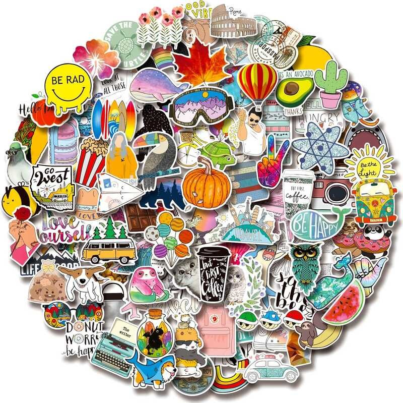 

100 1 Pcs Water Bottle Stickers, Waterproof Stickes Laptop Skateboard Notebook Vsco Vinyl Cute