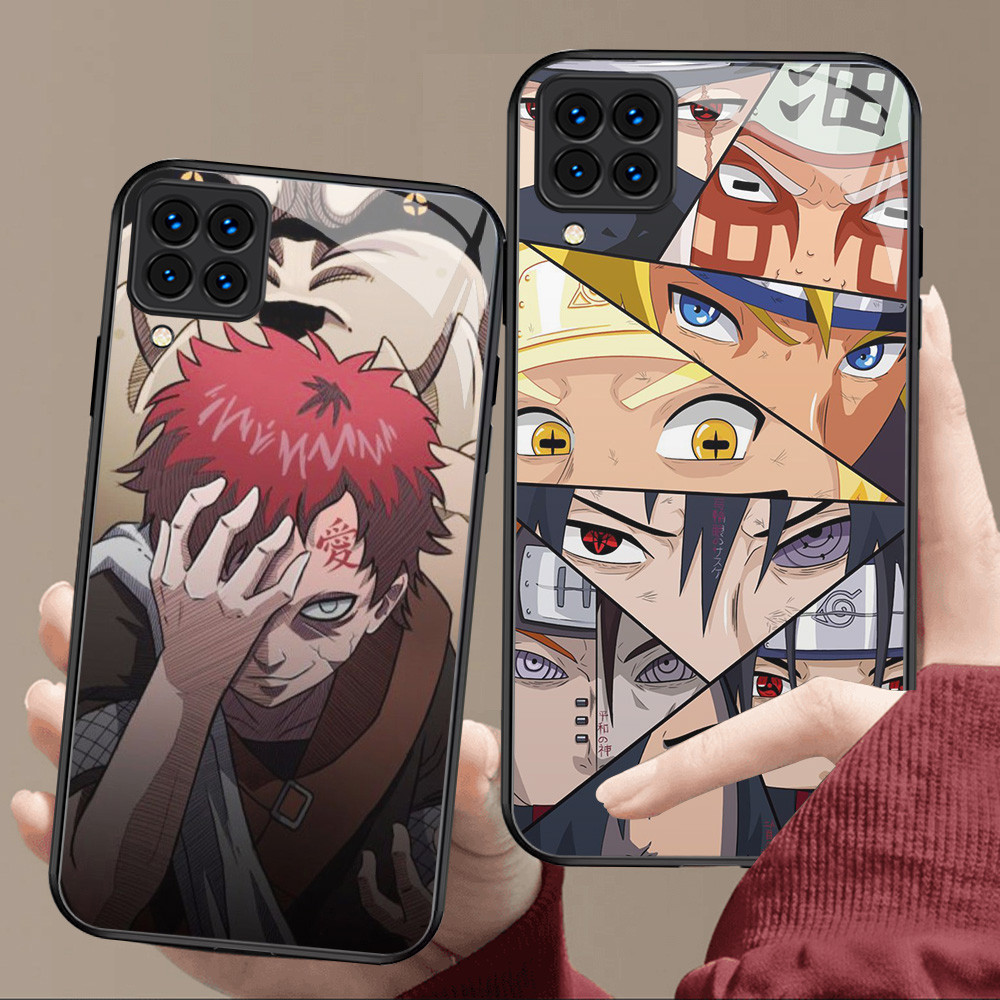 Kaca Mewah Casing untuk Samsung Galaxy A22 M32 M12 A12 5G Case T-34 Naruto