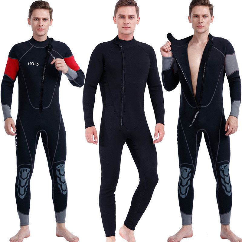 

baju diving Pakaian pria 3 mm, satu potong menyelam, panjang panas, surf pakaian menyelam
