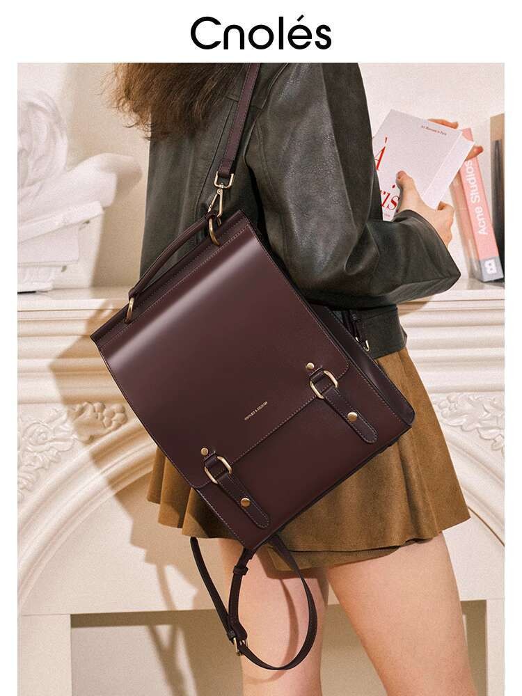 Cnoles Women's Genuine Leather College Style Backpack