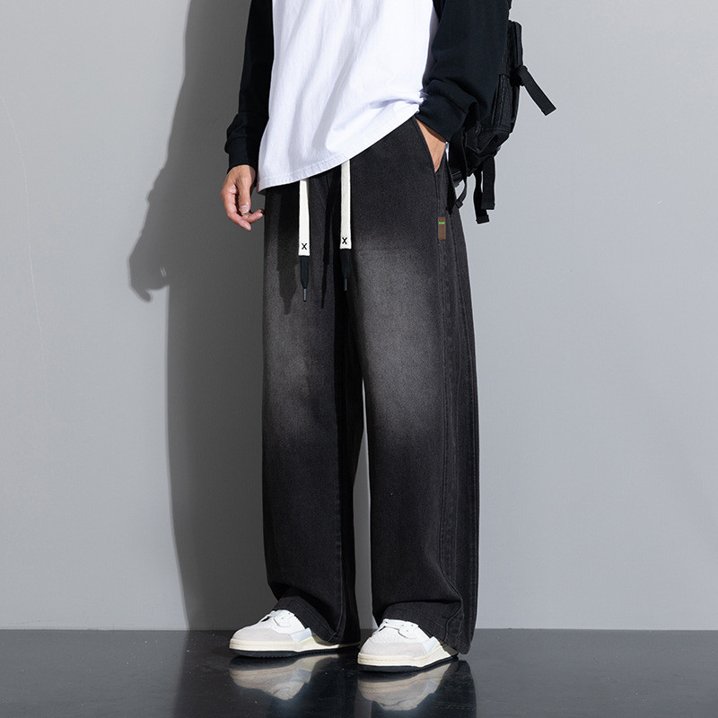 Jeans kulit hitam Amerika menandai pria, lebar celana, celana kaki lurus pria biasa
