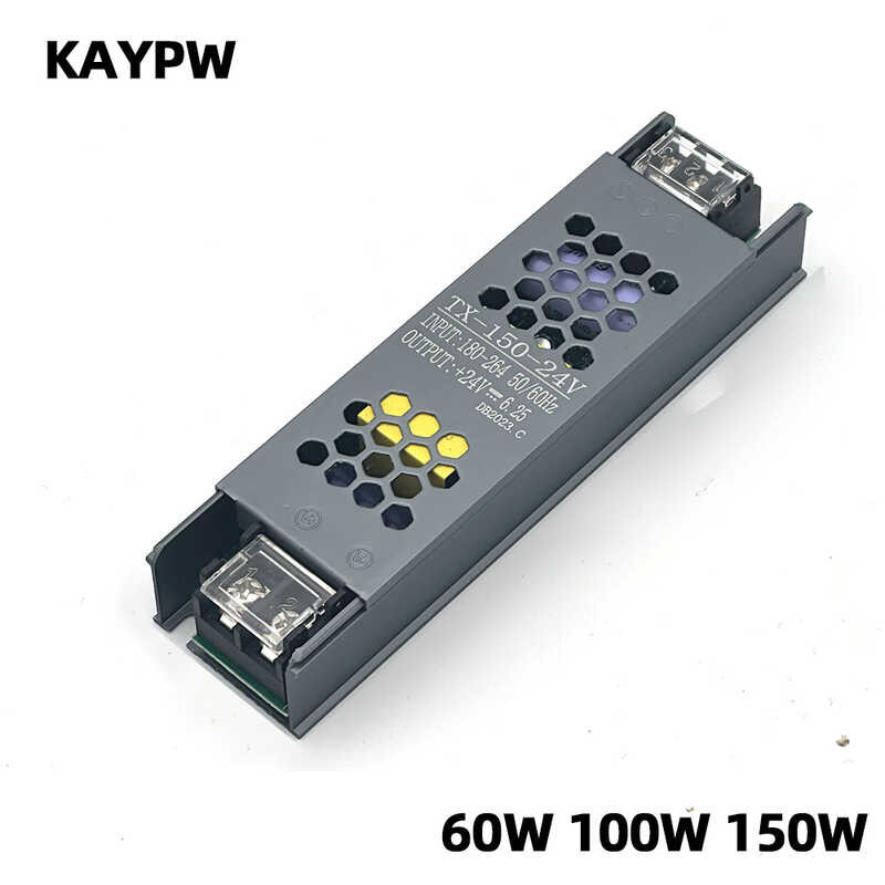 Transformer Pencahayaan Ultra tipis 220V ke DC12V 24V 60W 100W 150W Untuk CCTV LED Strip Power