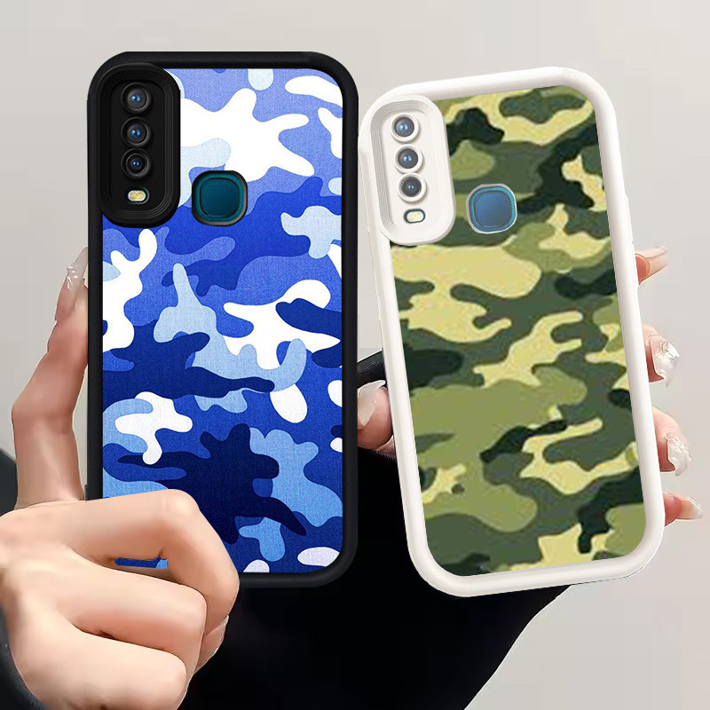 Casing untuk VIVO Y50 Y15 Y17 Y30 Y12 Y19 V9 Z1 Pro Y66 Y30i Silikon Case H-92 Camouflage Camo