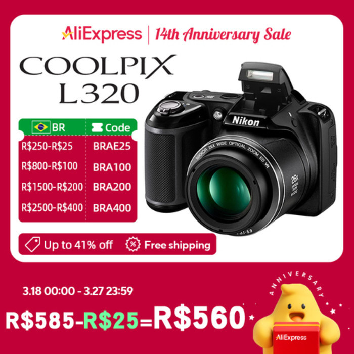 Nikon COOLPIX L320 Digital Camera 26x zoom optik 16 14MP telephoto digital camera portable