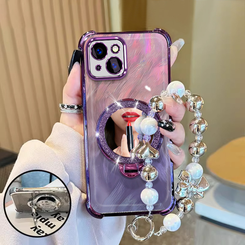 IPHONE 13 14 Premium Cute Aesthetic Shockproof tali hp gantungan hp Cermin case Cassing Casing Cesin