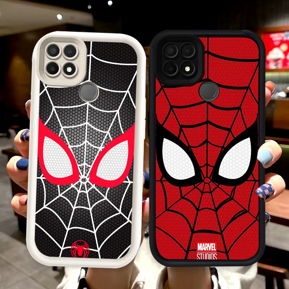 N124 Spiderman Silikon hitam putih Casing untuk Realme C12 C25 C25S C15 OPPO A35 A15 A15S Case