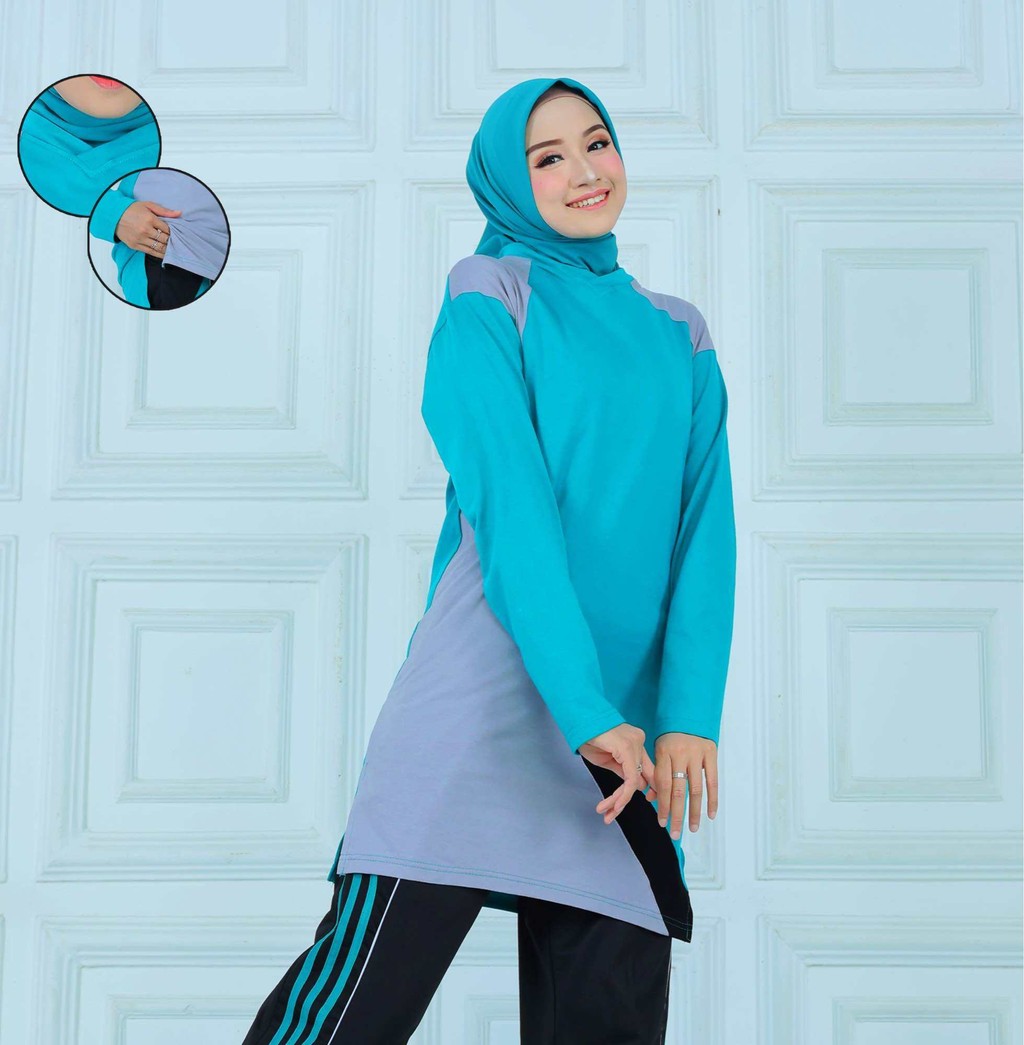 seragam senam tunik muslim//setelan olahraga wanita muslimah model tunik C