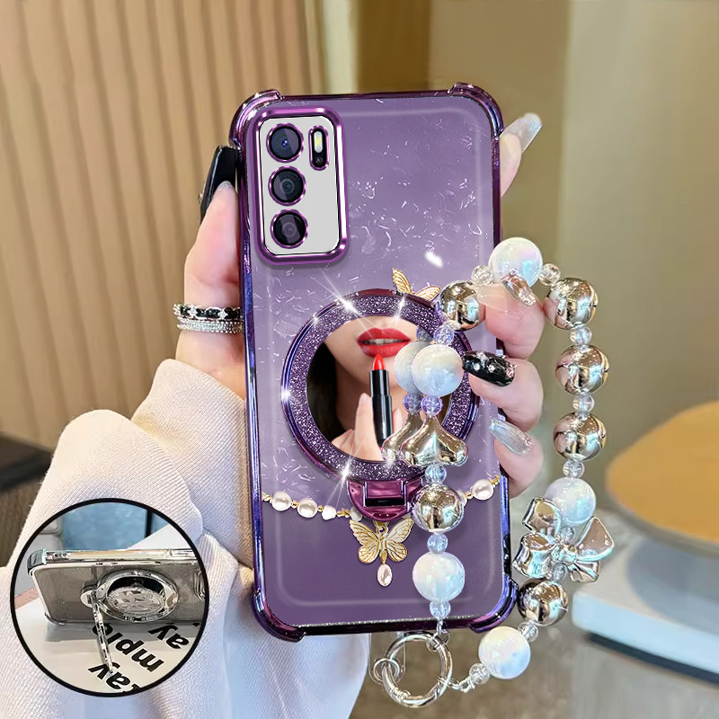 OPPO A16-4G A16S A54S-4G Premium Cute Aesthetic Shockproof tali hp gantungan hp Cermin case Cassing 