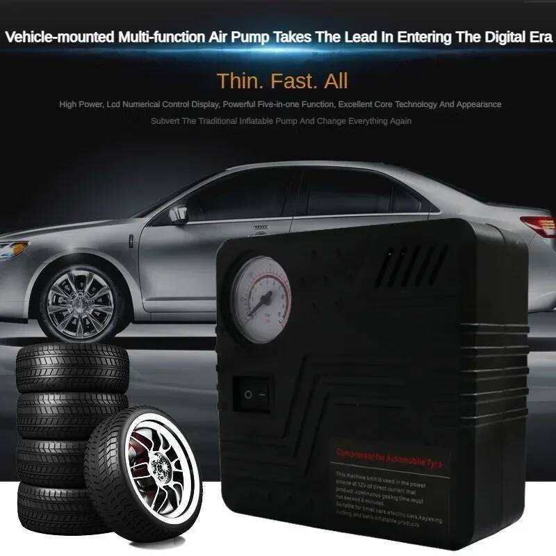 Pompa Udara Otomatis Darurat Mobil 12V Alat Iasi Ban DC Pengukur Tekanan Konektor Pemantik Rokok