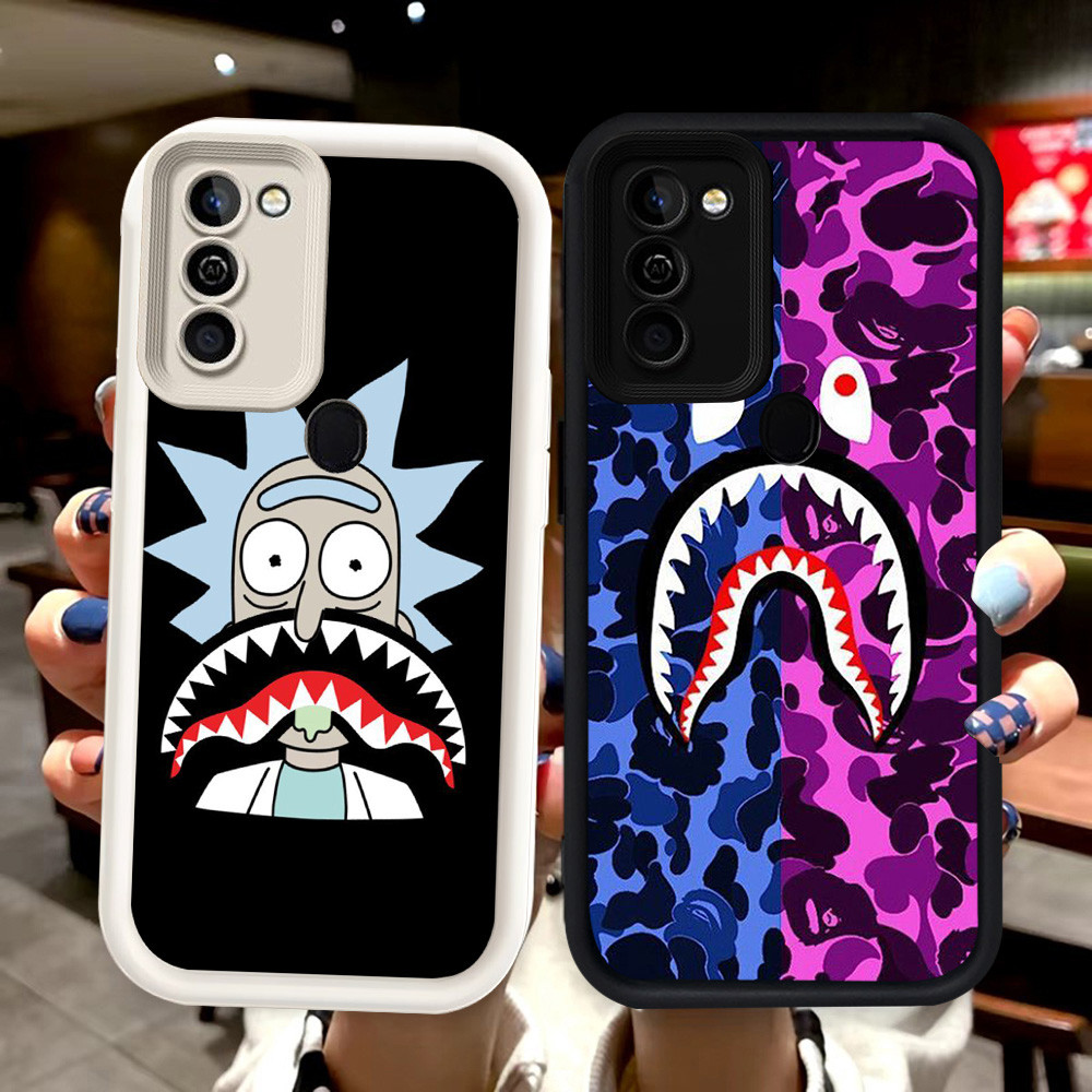 N76 shark Silikon hitam putih Casing untuk Samsung A02 A11 M02S A21S A03S M02 A03 Core A02S A20S Cas