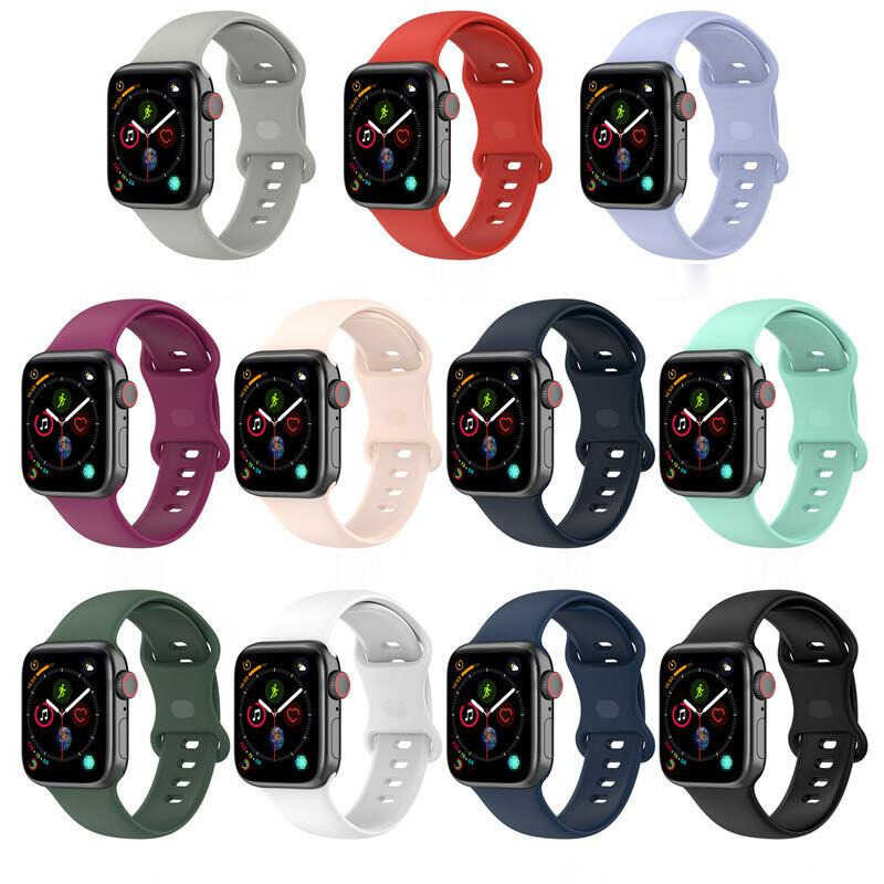 Strap Untuk Silicone Apple Watch Se 7 6 5 44MM 40MM IWatch 38MM 42MM Sport Band For IWO W26 W46 I   