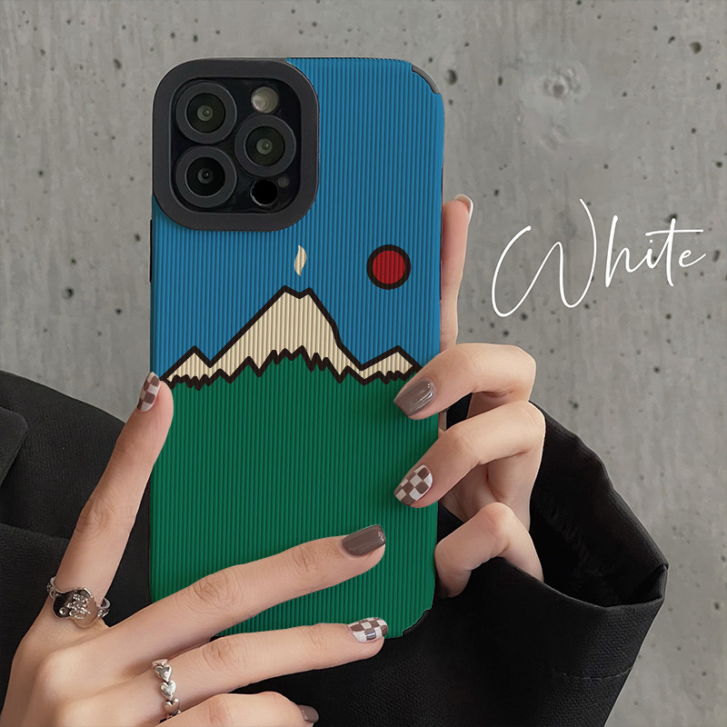 Ins Wind Grassland Snow Mountain Suitable Apple 14 kasus telepon iPhone baru 13Promax sederhana 12 N