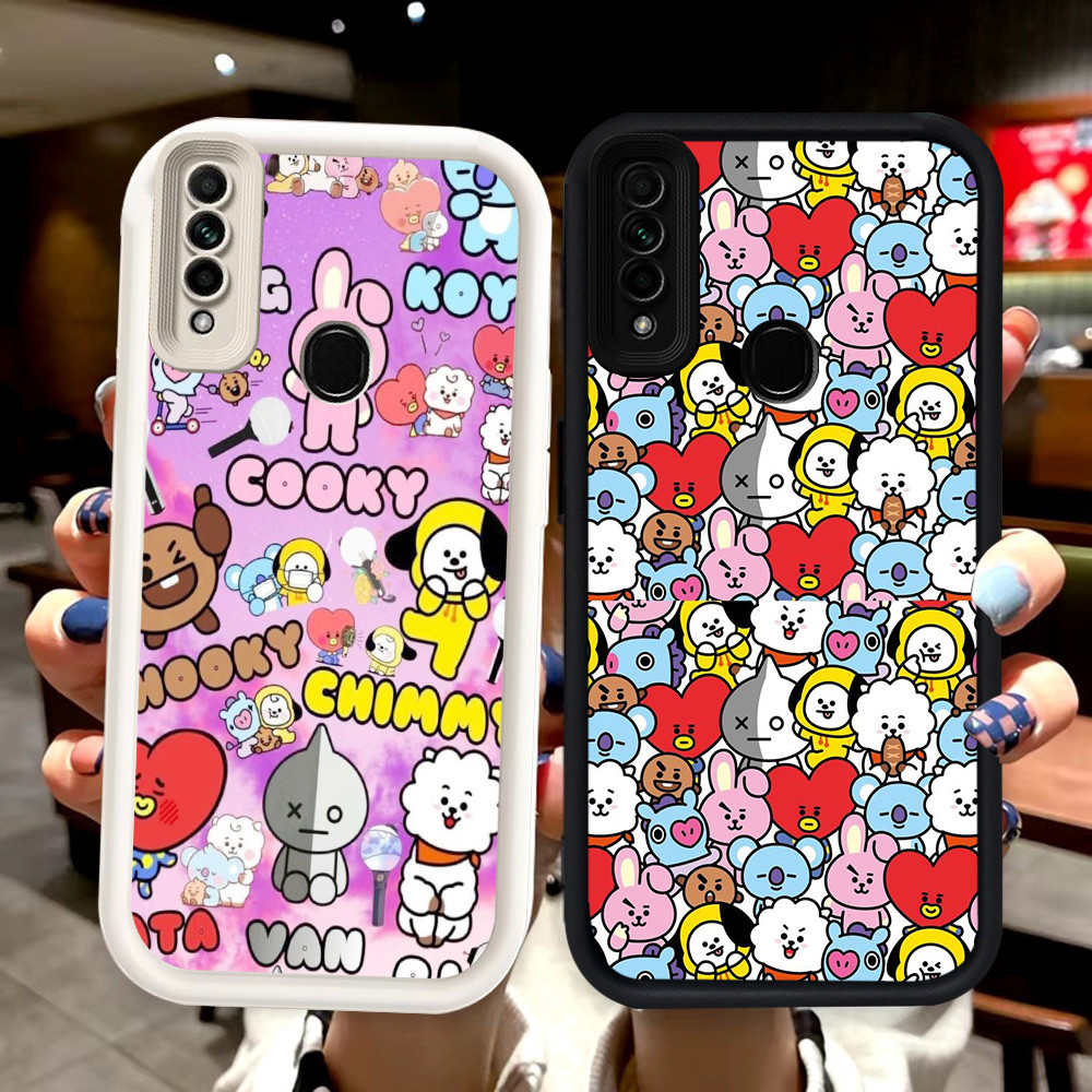 N2 BT21 Silikon hitam putih Casing untuk OPPO A33 A31 A53S A53 Realme C17 7i Case