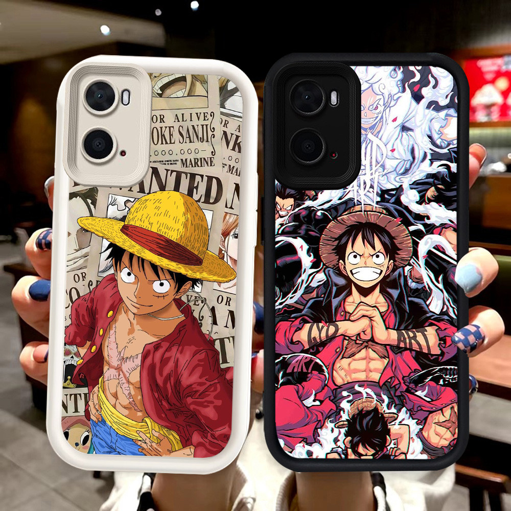 N73 One Piece Luffy Silikon hitam putih Casing untuk OPPO A77 A77s A57 A57s A57e Case