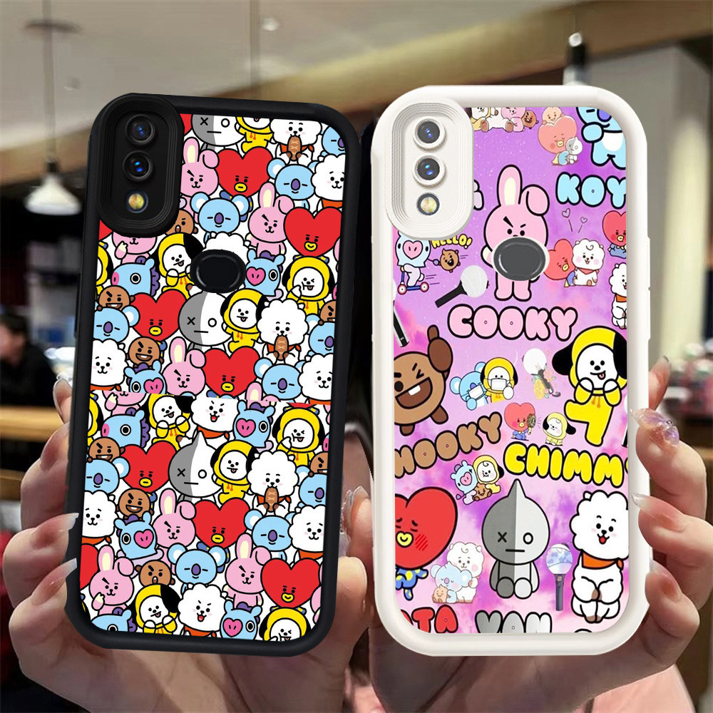 N2 BT21 Silikon hitam putih Casing untuk Samsung A10S A10 A20 A30 A7 2018 Case