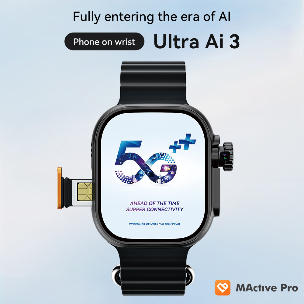 Ultra AI3 Android Smart Watch 4G Network SIM Card 2.06'' 410*502 Amoled Health Monitoring with Googl