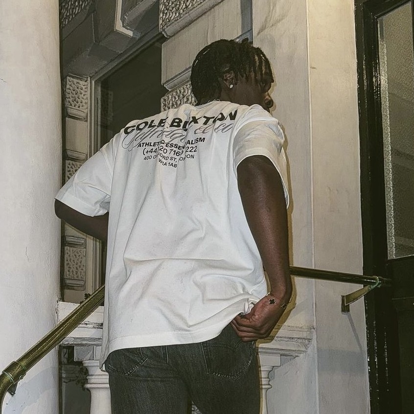 Cole Buxton London edisi terbatas perak huruf slogan American trendy high street loose short sleeved