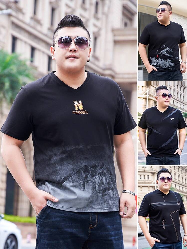 Kaos Pendek Musim Panas Tipis Baru Trendy Ukuran Besar untuk Pria, Pakaian Katun Murni Lengan Seteng