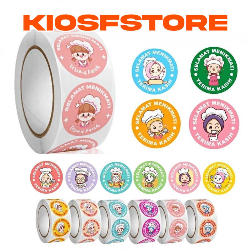 

KFS - STIKER SELAMAT MENIKMATI H788 STICKER BULAT ROLL MAKANAN KUE THANK YOU TERIMA KASIH 500 PCS STIKER TERIMA KASIH SEAL LABEL ROLL HAPPY BIRTHDAY STICKER, STIKER KERTAS TERIMAKASIH
