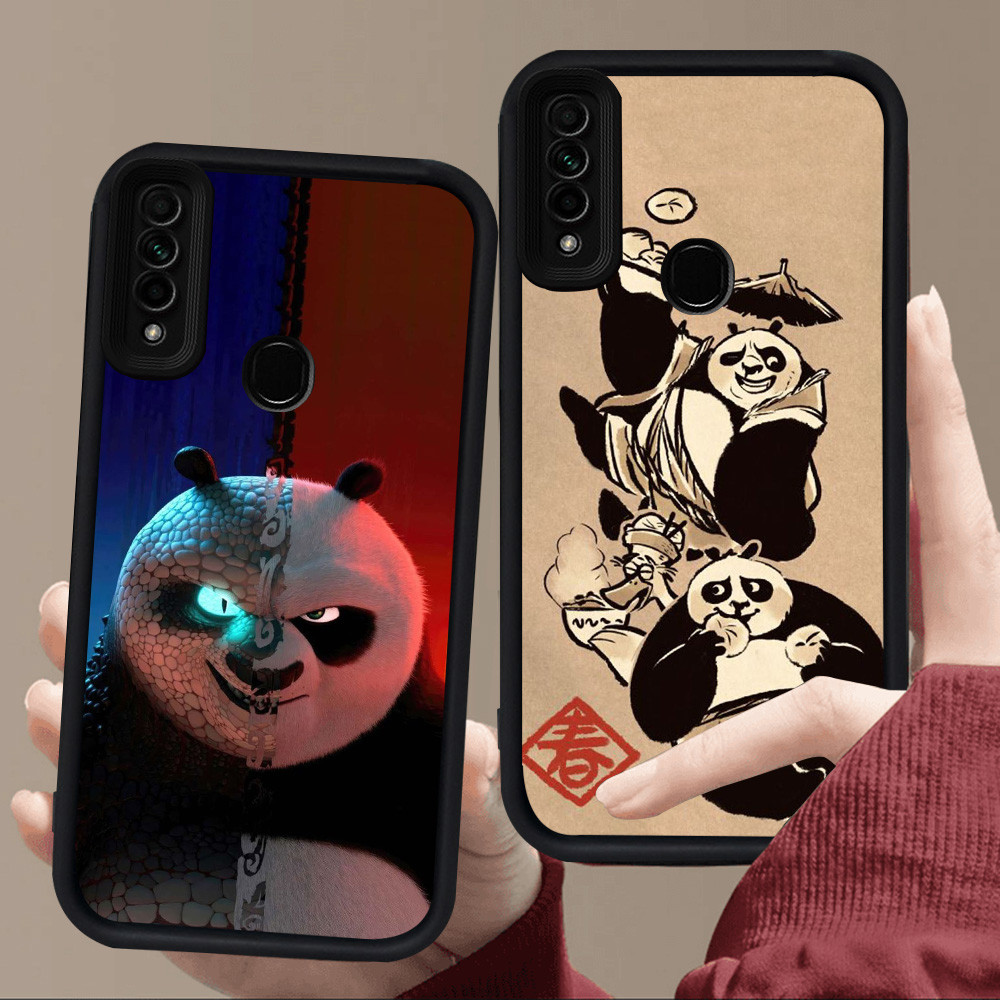 E84 Kung Fu Panda Casing untuk Silikon Hitam OPPO A31 A53 F15 A91 A53S A33 Reno 3