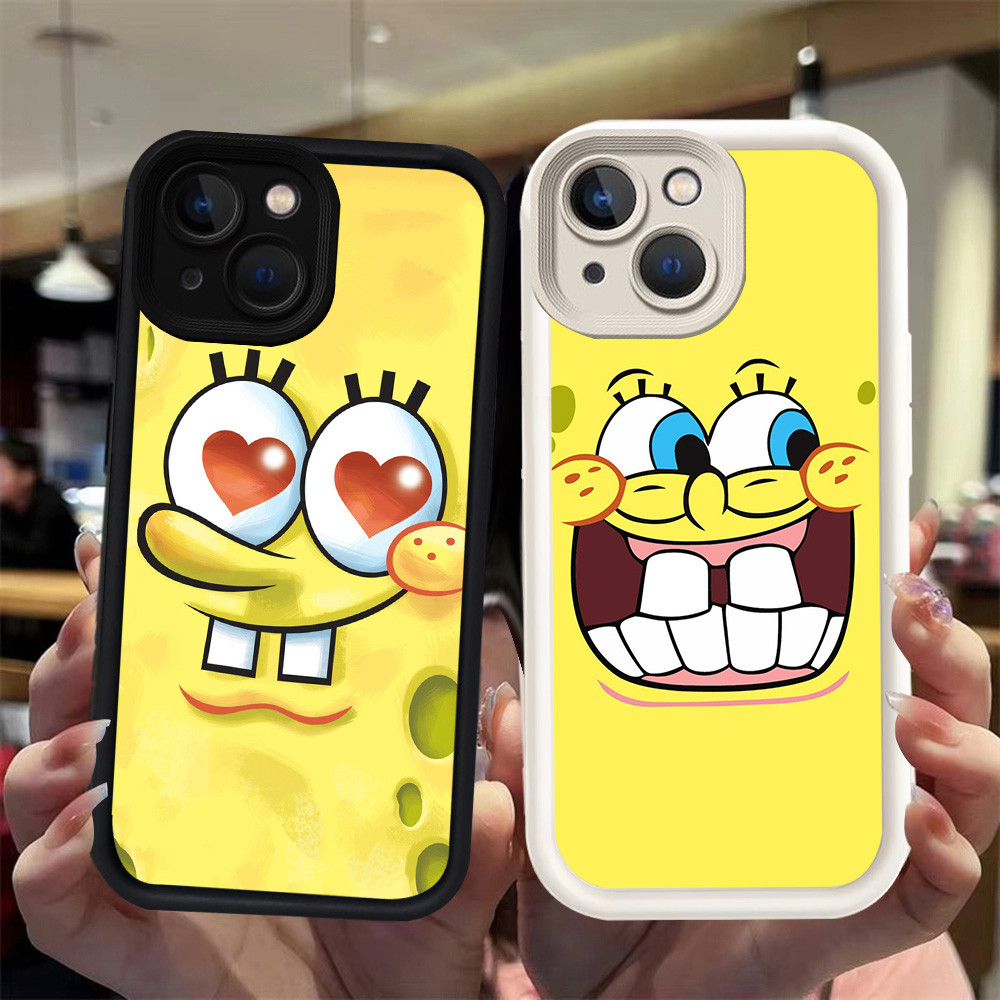 N98 Spongebob Silikon hitam putih Casing untuk iPhone XS 15 X Pro Max Case