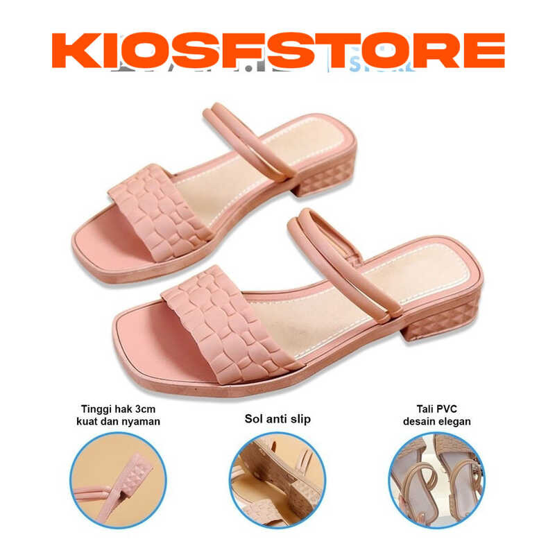 KFS  - SANDAL SEPATU WEDGES WANITA SP41 MOTIF KULIT BUAYA SANDAL HEELS SLOP JELLY