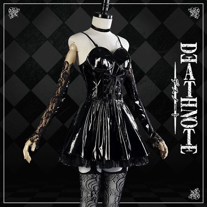 Death Note sea sand cosplay, leather dress, lace socks, sarung tangan, kalung, DEATH NOTE