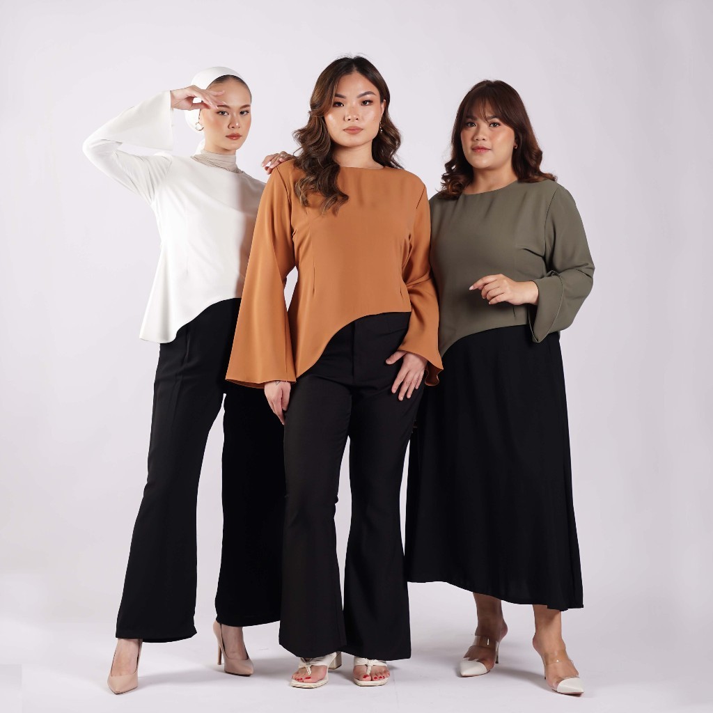 [Tutuloph] Jenna Blouse | Blouse Wanita Slim Look Lengan Panjang  Hijab Friendly & Fit to Big S