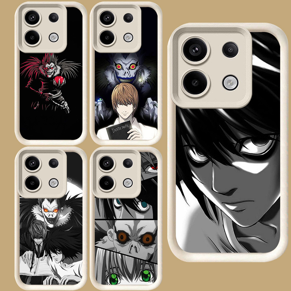 R72 Death Note Casing untuk Xiaomi Redmi 15C 13X Note 13C 13 13T POCO X6 Neo M6 Pro Plus 5G Putih