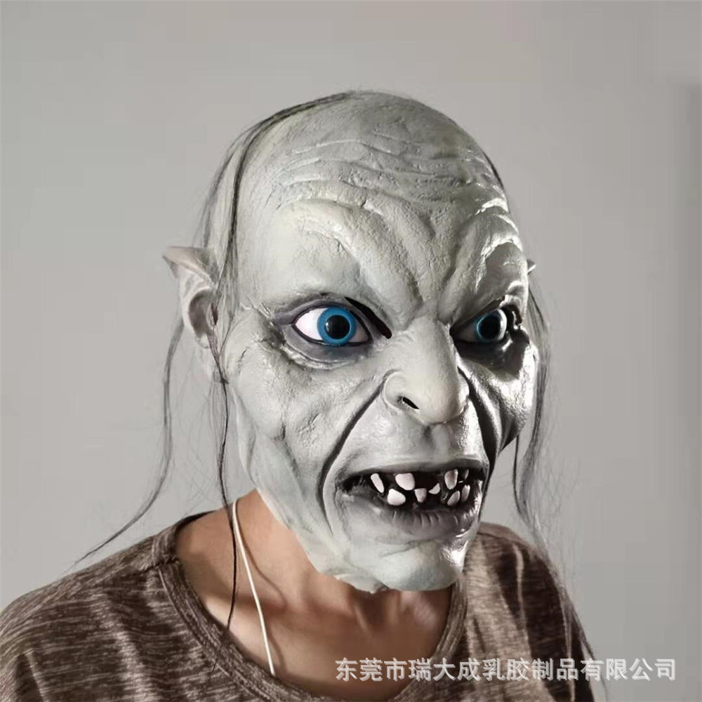 Topeng Halloween New Gollum Horror Mask Halloween Lord of the Rings Zombie Headset Latex Play Prop  