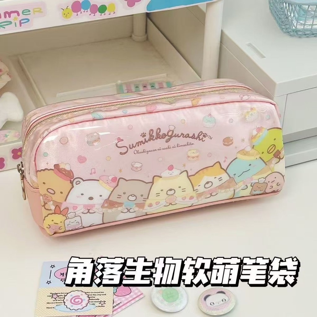 

Kreatif sudut pensil bio tas ins imut looking heart heart kapasitas besar tas penyimpanan alat tulis siswa sederhana