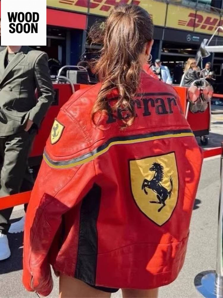 Kulit Tim Balap Vintage Dreamy, Motor Bordir Berat, Merek Trendy INS, Jaket Unisex