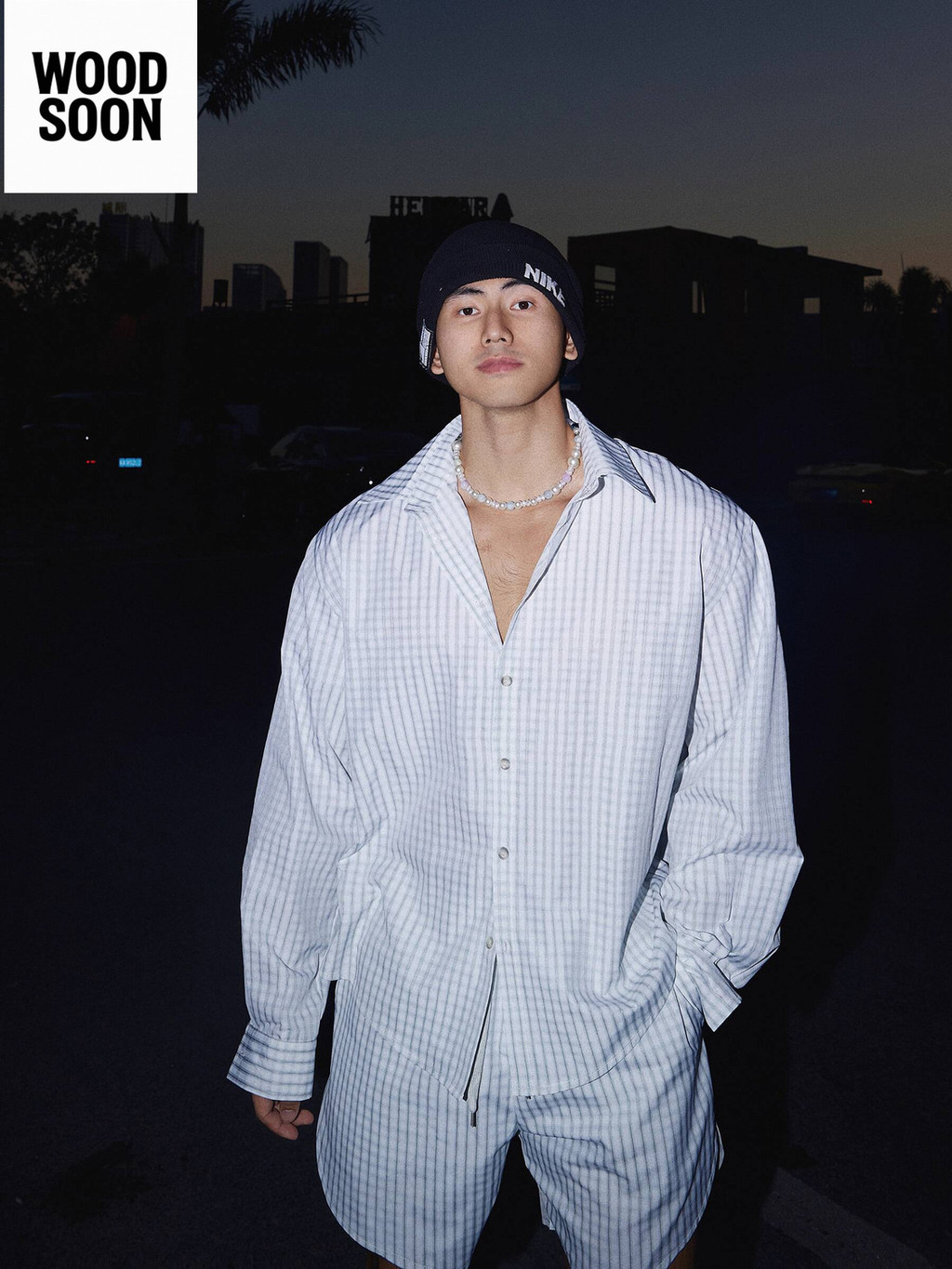 25SS  Kemeja Lengan Panjang Liburan Amerika untuk Pria Gaya Uang Lama Mewah Celana Pendek Kotak Halu