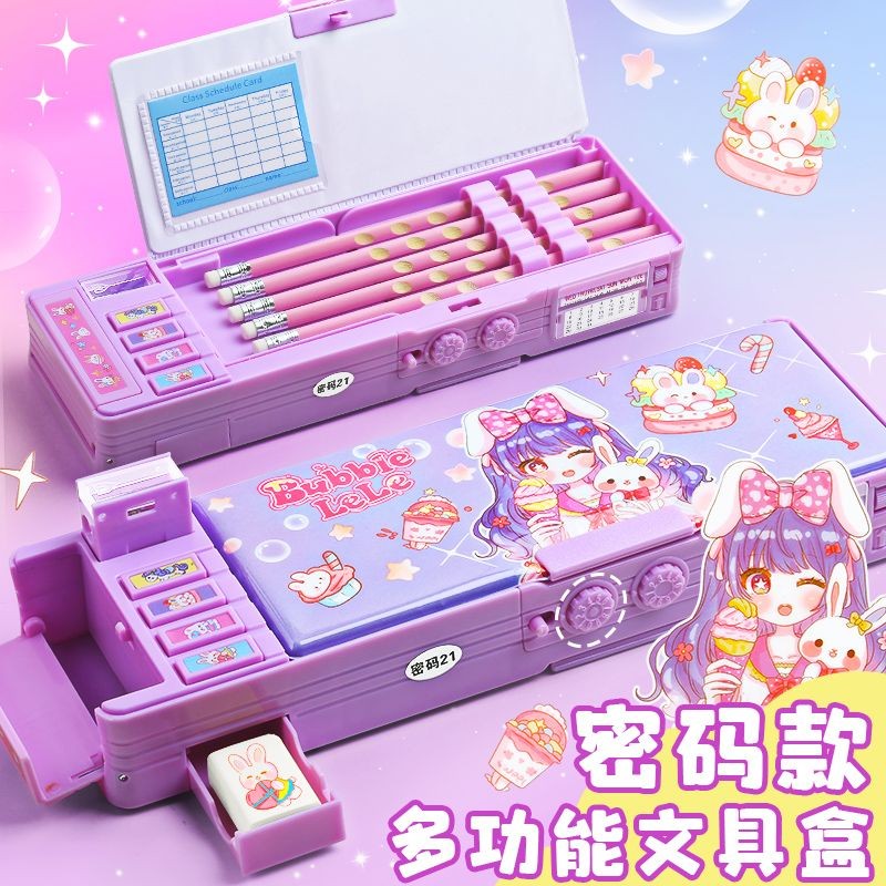 

Kotak Alat Tulis Lapisan Ganda Kotak Pensil Otomatis Anak Perempuan Kotak Pensil Multifungsi Teknol