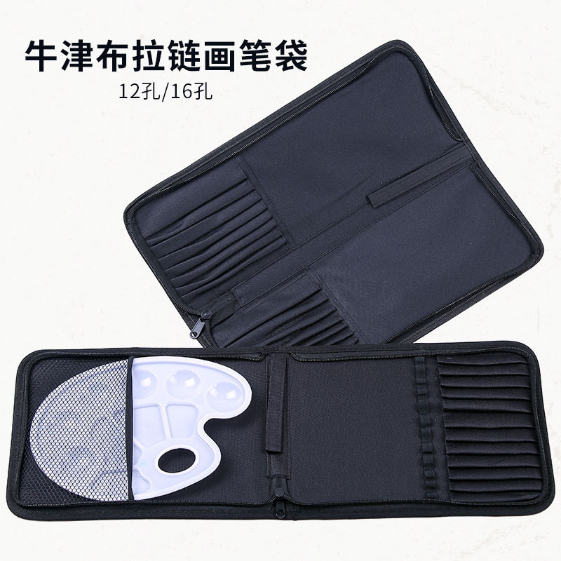 

Tas Sikat Ritsleting Oxford, Tas Sikat, Tas Pensil, 16 Lubang, 2 Soket Besar, Tas Peralatan, Tas Pe