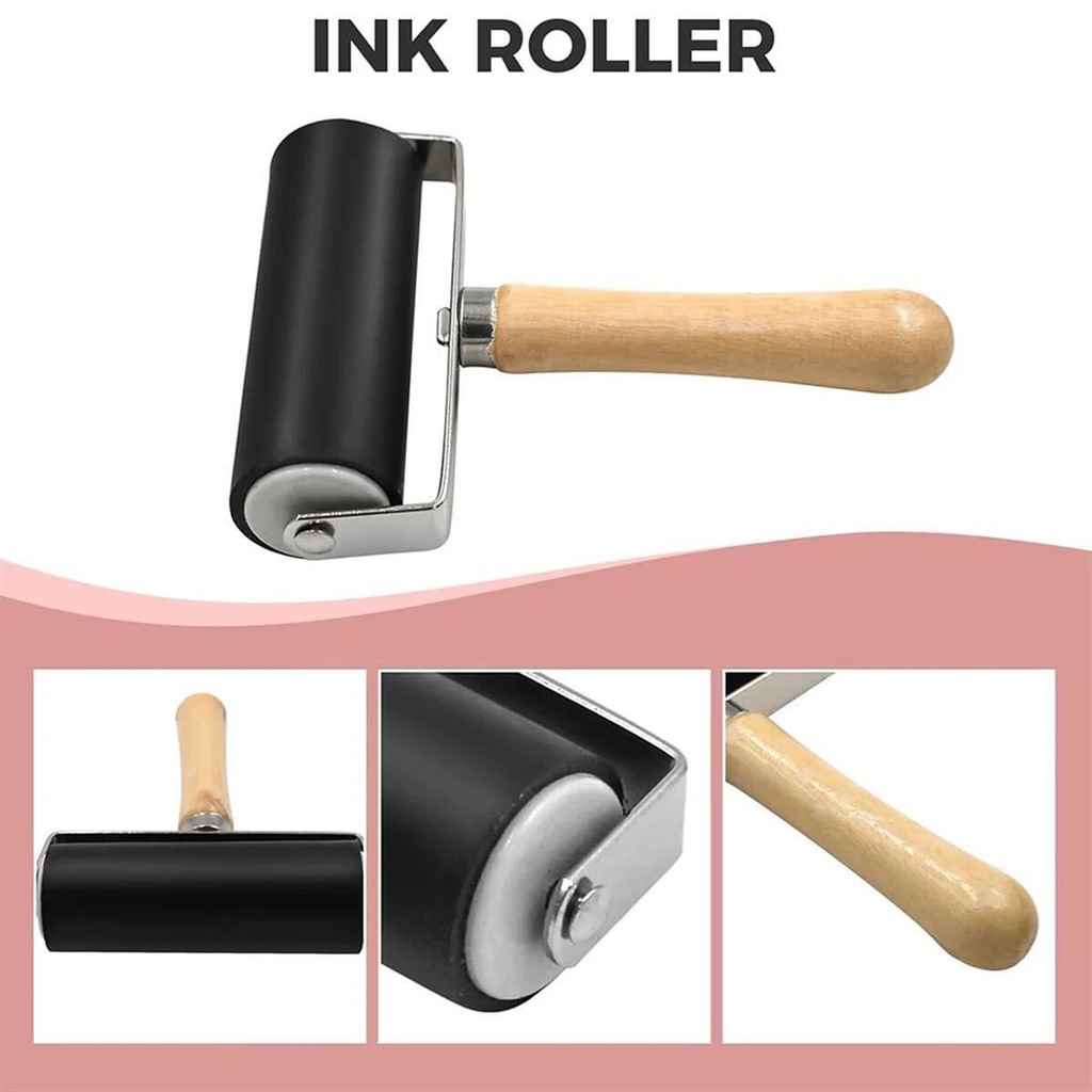 

5 Paket ABJZ Blok Ukir Stempel 4x6 Merah Muda Pudar dengan Pemotong Linoleum dan Rol Karet Brayer