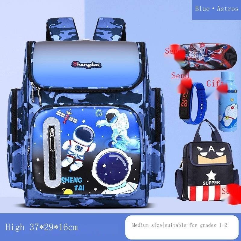 

Astronaut Schoolbag For Boys, Grade 1, 2, 3, 5, 6, Large Capacity Waterproof And Burden Reduction A