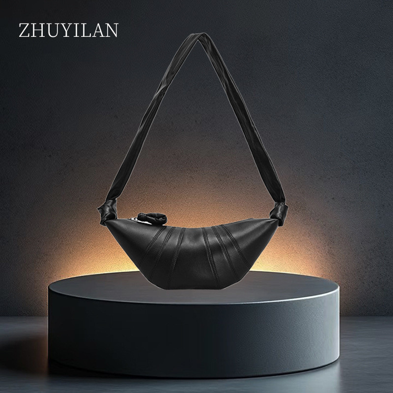 Tas  Wanita Croissant Sapi Unik Kulit Asli Fashion Baguette Tas Selempang Wanita Import