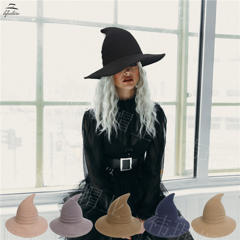 Topi Hallowen   2024 Halloween Lolita Penyihir baru berkulit berputar menunjuk topi penyihir  Impor