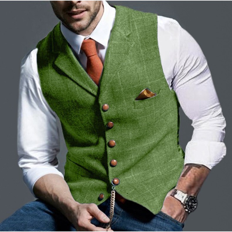 NEWAR - Vest Pria  2023 Spring and Autumn Casual Checker Tank Top Slim Fit Vest Men's Coat  Impor