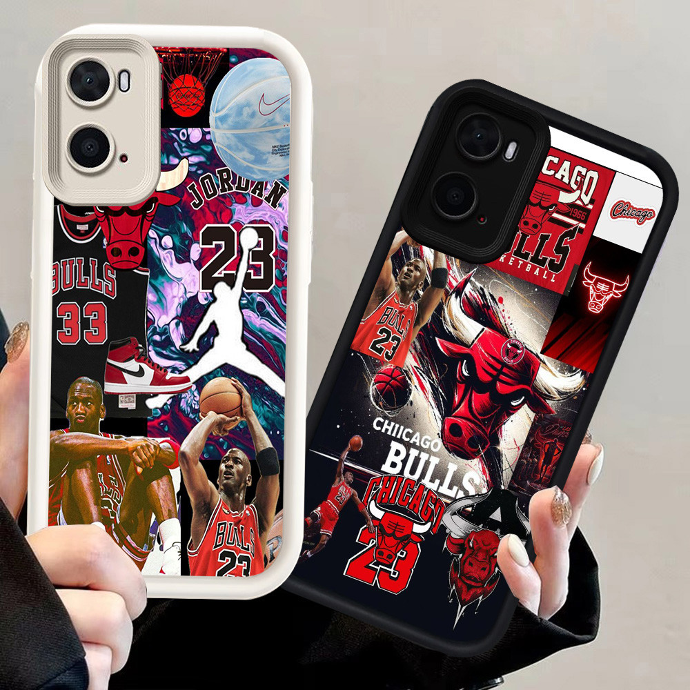 N46 Basketball Logo Silikon hitam putih Casing untuk Realme C33 C75 9i C67 OPPO A96 A36 A76 Case