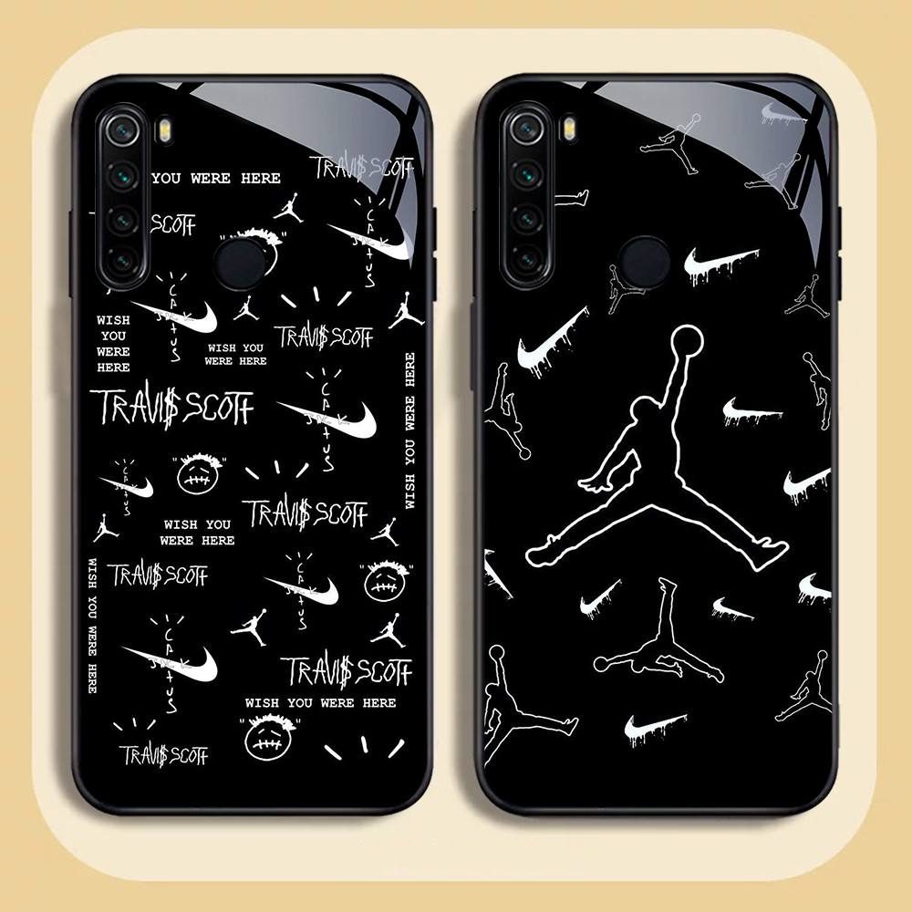 NC-64 Nike Kaca Glass Case Untuk Xiaomi Redmi 8 8A 9 Note 8 10 Pro Lite