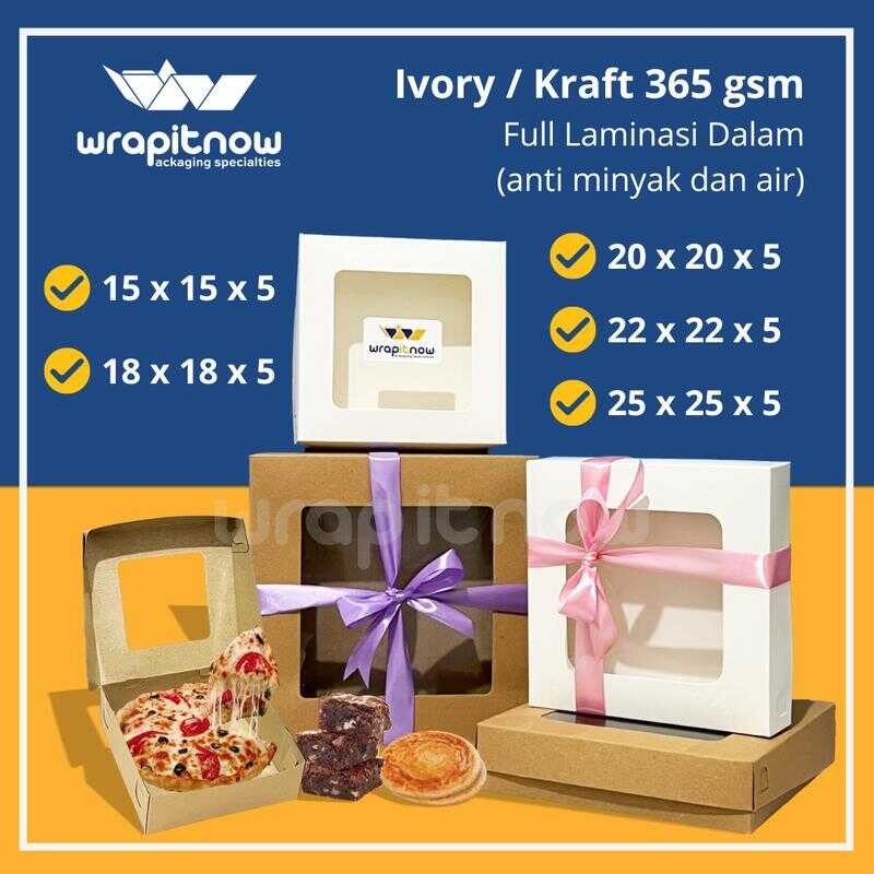 

(20 Pcs) Dus 18x18x5 Laminasi donat isi 4 pizza brownies pie buah puff pastry pabrik dus kraft murah