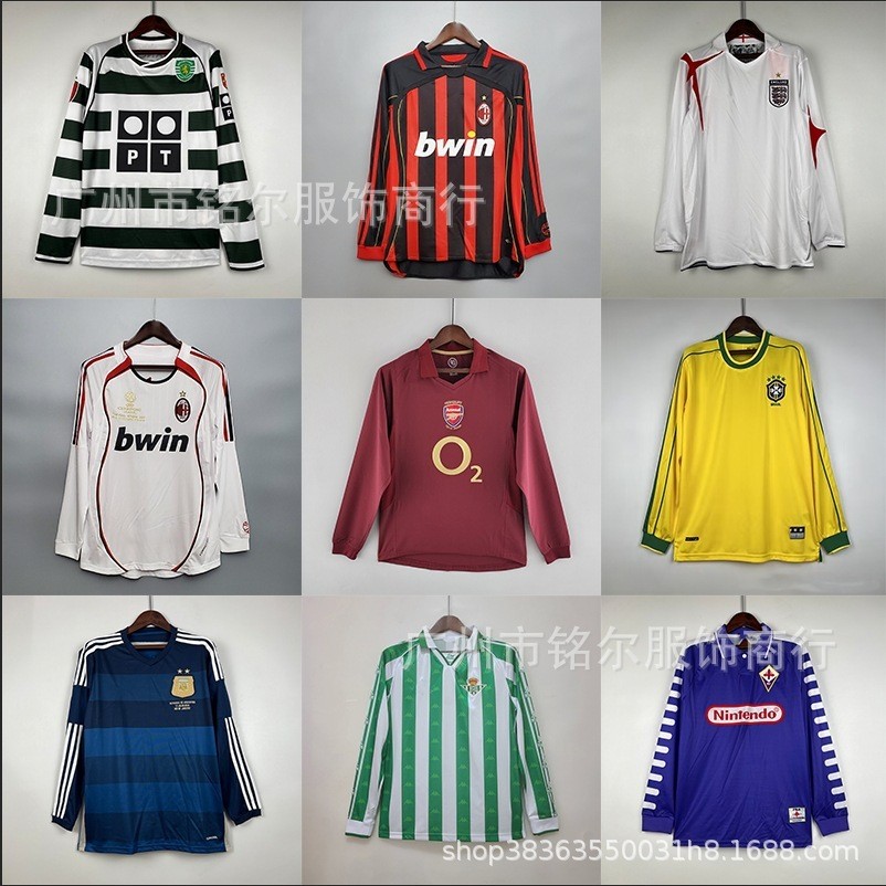 Jersey sepak bola lengan panjang untuk Inggris, Brazil, Lisbon, Arsenal, AC, Jepang, Inter Milan, Sp