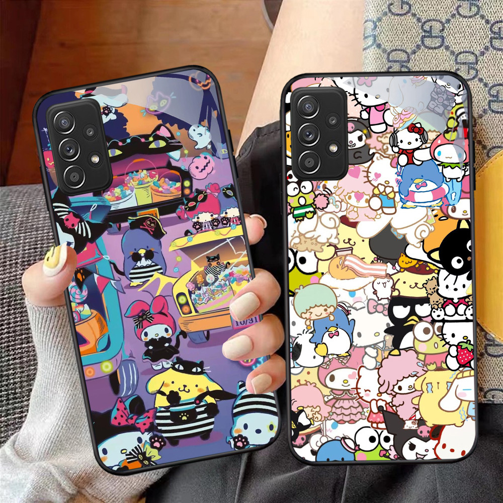 NC-79 Sanrio Kaca Glass Case Untuk Samsung A52 A13 A33 A32 A72 A23 A53 A73 A52S