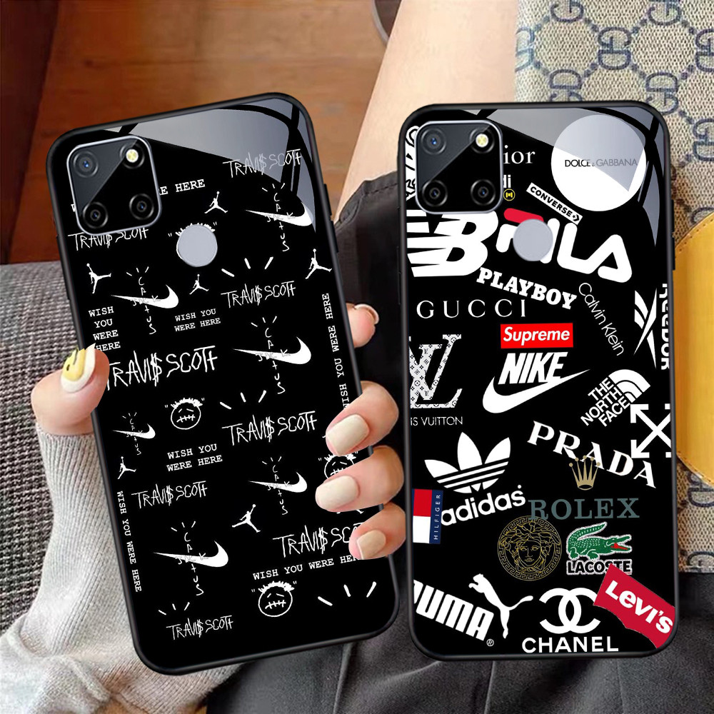 NC-64 Nike Kaca Glass Case Untuk Realme C12 C25Y C25 C25S C21Y C15 C21 Narzo 30A 20 OPPO A15 A15S