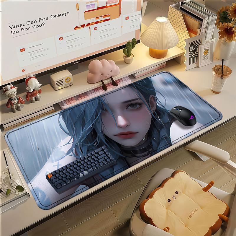 Aesthetic bantalan mouse pad karet besar aesthetic anime custom lebar gaming mousepad 80x30 cm 26x21