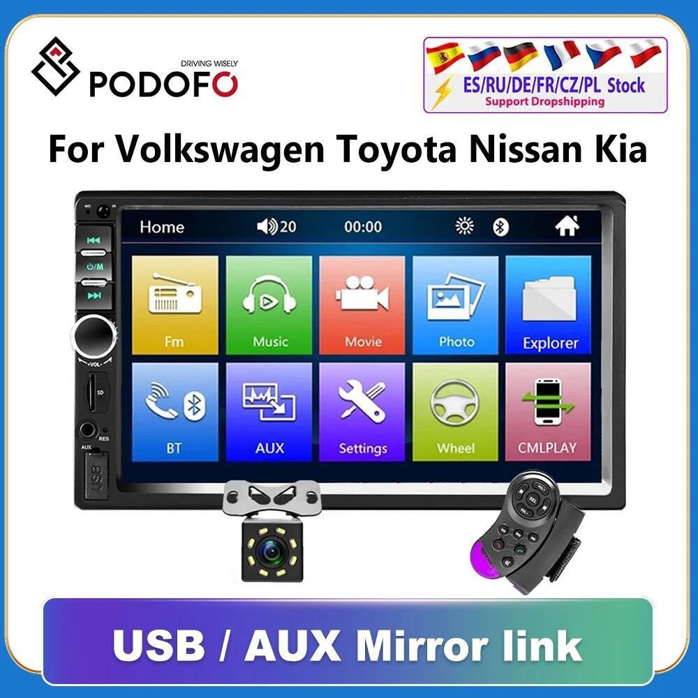 Mobil Radio Podofo 2 din Pemutar Multimedia 2DIN Autoradio Android Mirrorlink 2din Stereo Mobil MP5