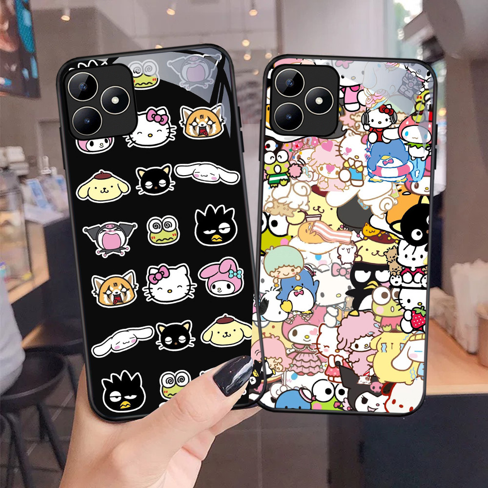 NC-79 Sanrio Kaca Glass Case Untuk Realme C53 C31 C35 GT 6 Narzo N53 50A Prime