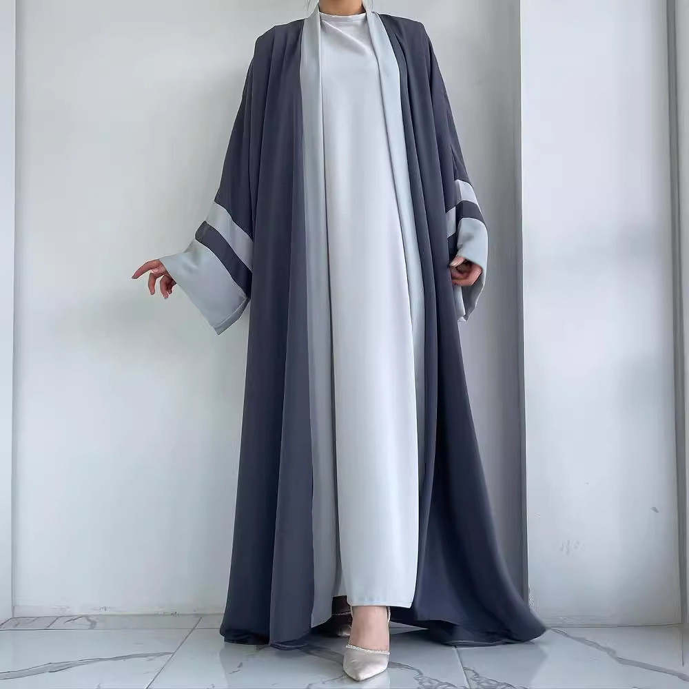 ST001 Arab Dubai Muslim Dress Abaya cardigan dua potong pakaian panjang wanita